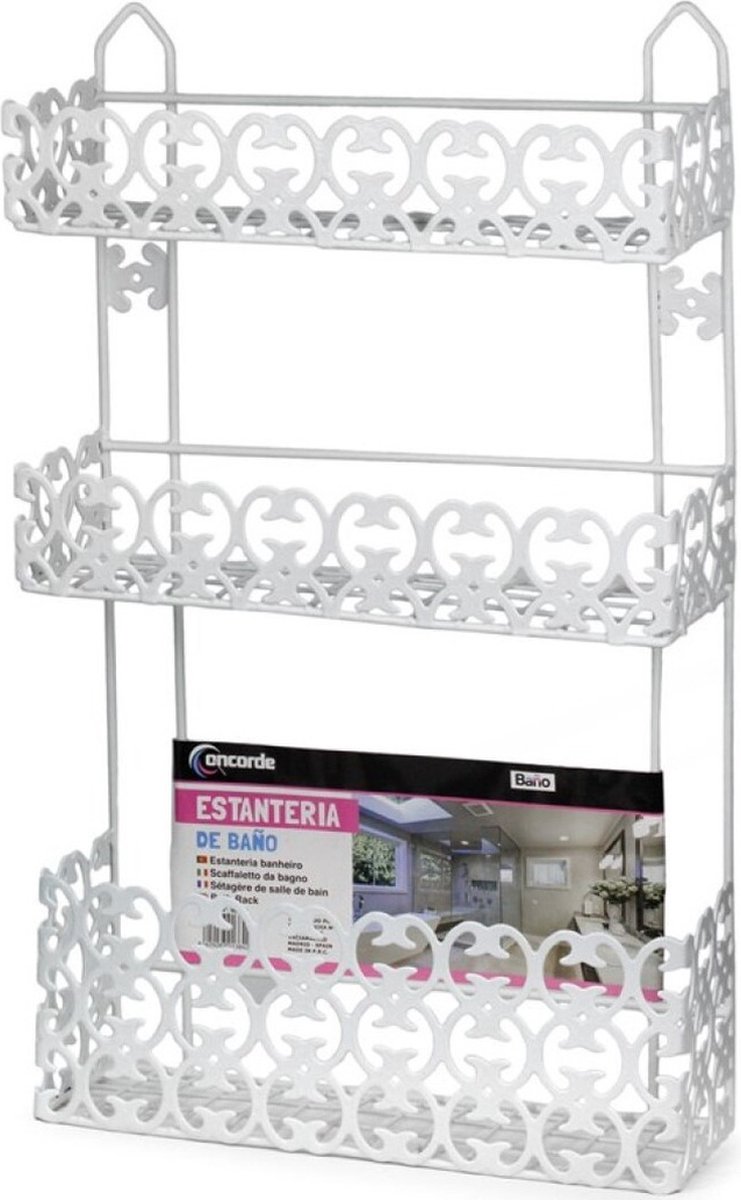 badkamerrekje - wit - metaal - 30x10x49 cm - 3 lagen doucherek