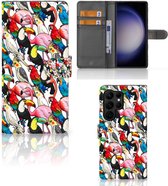 Wallet Book Case Geschikt voor Samsung Galaxy S23 Ultra Telefoon Hoesje Birds