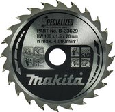 Makita B-33629 Lame de scie circulaire pour bois | Spécialisé | Ø 136mm Trou d'axe 20mm 24T
