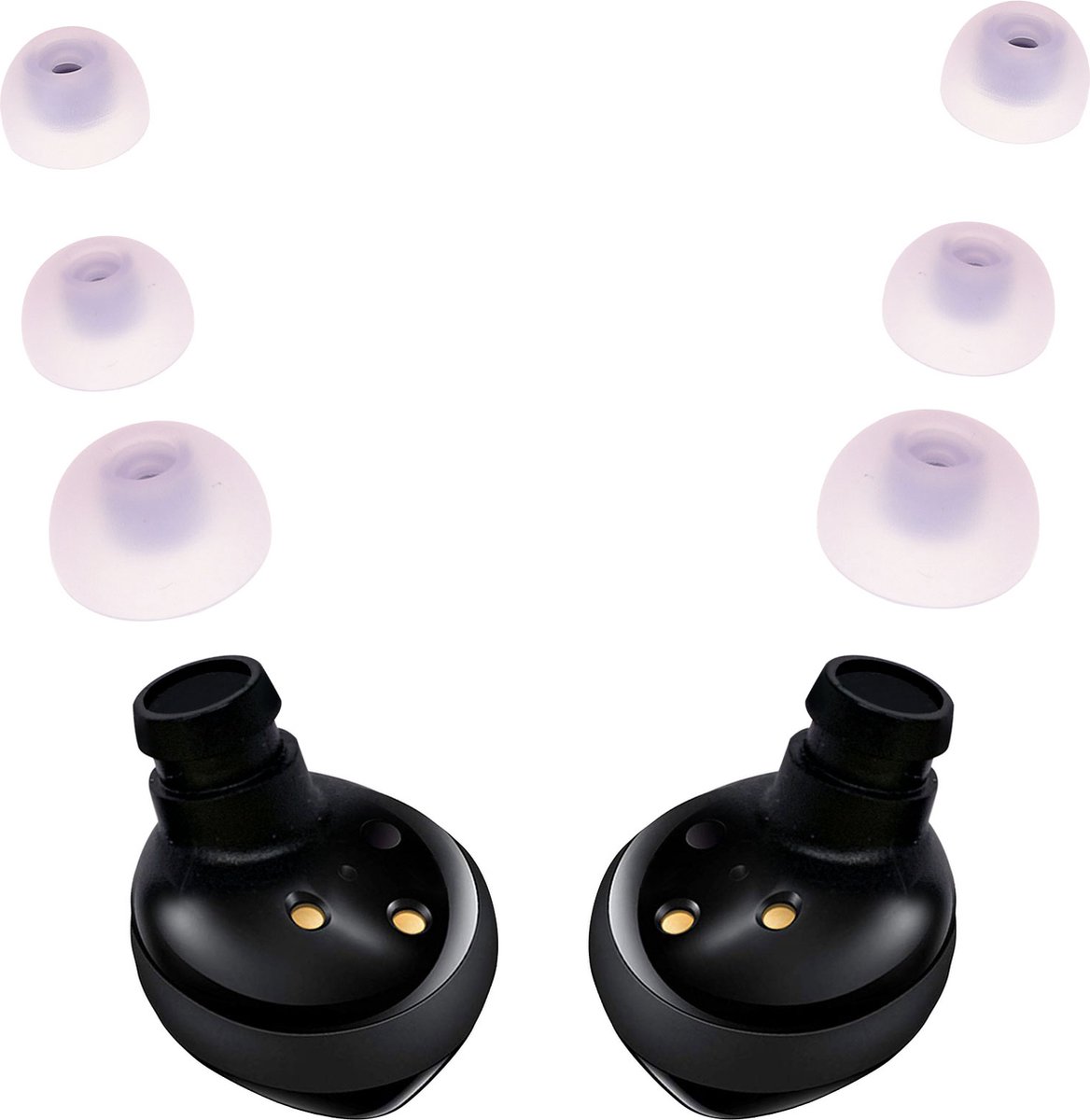 kwmobile 6x cover voor in-ear oortjes voor Samsung Galaxy Buds 2 - Vervangende oordopjes in lavendel / transparant