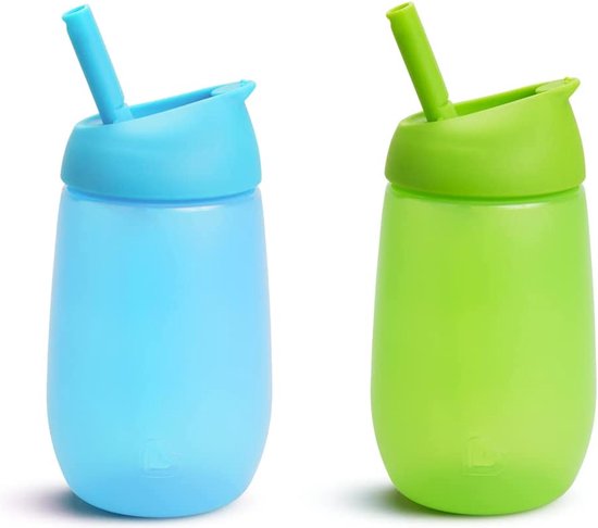 Babyflesje - Simple Clean Stro Cup, 10oz/296ml, 2 Pack, Blauw/Groen