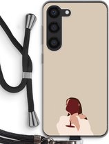 Case Company® - Hoesje met koord geschikt voor Samsung Galaxy S23 hoesje met Koord - I drink wine - Telefoonhoesje met Zwart Koord - Bescherming aan alle Kanten en Over de Schermrand