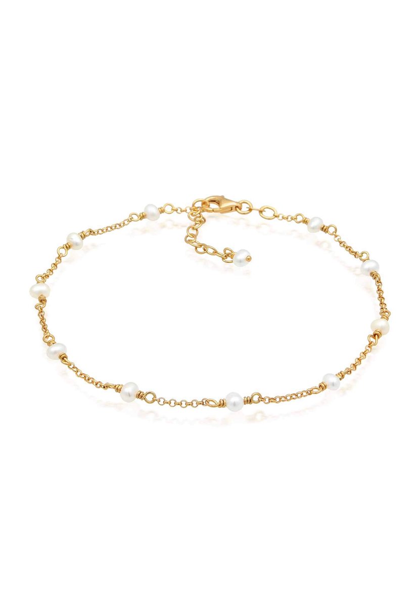 Elli - Enkelbanden - Dames Enkelbandje Elegant met Zoetwaterparels in 925 Sterling Zilver - Dames
