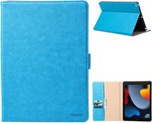 Premium Leren Boekmodel hoes Geschikt Voor iPad 9 / 8 / 7 - Blauw
