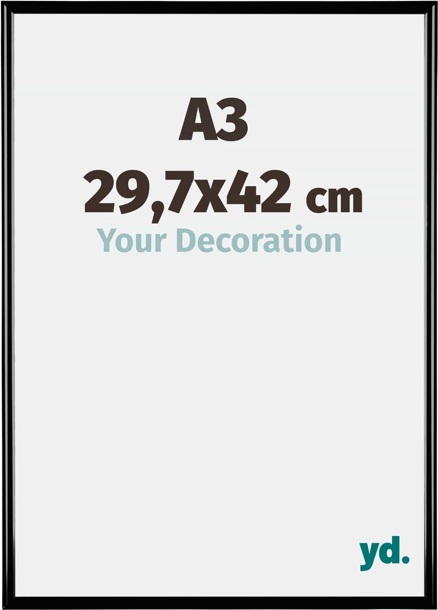 yd. Your Decoration - Fotolijst A3 29,7x42 cm - Kunststof - Zwart Hoogglans - Bordeaux