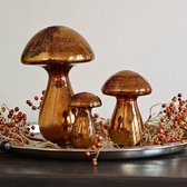 LOBERON Decoratie paddenstoel set van 3 Mushrooms antiekkoperkleurig
