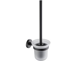 WC borstel – WC borstel met houder – Hangend – Toiletborstel – Toiletborstel met houder – Monteerbare toiletborstel set – Matglas – Zwart