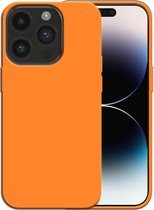 Smartphonica Siliconen hoesje voor iPhone 14 Pro case met zachte binnenkant - Oranje / Back Cover geschikt voor Apple iPhone 14 Pro