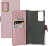 Mobiparts hoesje geschikt voor Samsung Galaxy A72/A72 5G - Saffiano Wallet/Portemonnee hoesje - Magneet Sluiting - 3 Opbergvakken - Roze