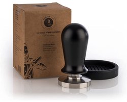 Buddy's Bar Barista Edition koffietamper - 51 mm - roestvrij staal - zwart handvat met siliconenmat