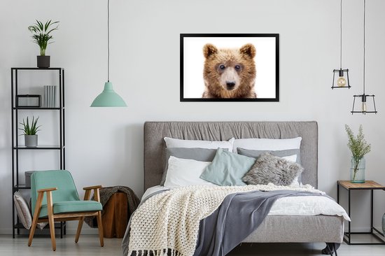 Cadre photo avec affiche - Ours - Marron - Animaux - Nature - 90x60 cm - Cadre pour affiche