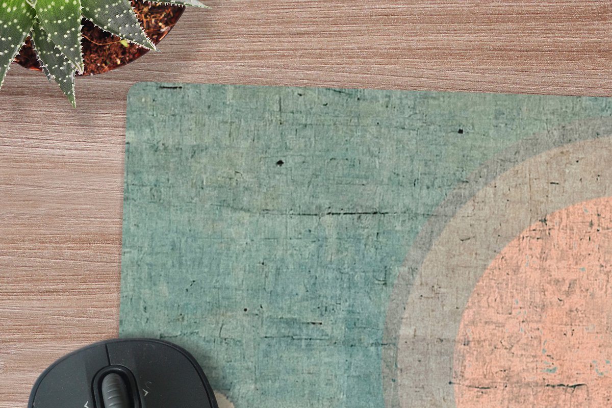 Muismat XXL 80x60 cm - Bureau onderlegger - Bureau mat Vintage - Zee - Golven - Zon - Bureaumat - Gaming mousepad xl - Bureaulegger groot - Computer deskmat