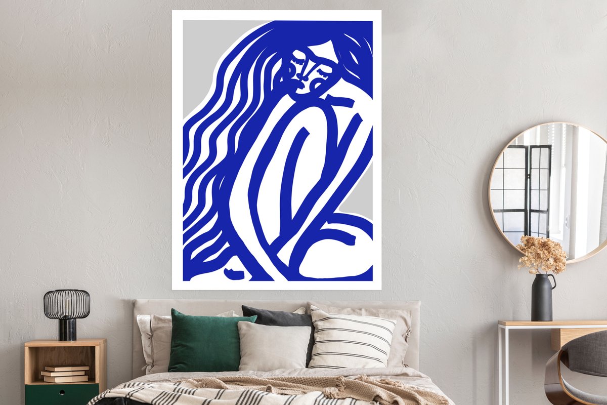 Blauw - Portret - Vrouw - Abstract