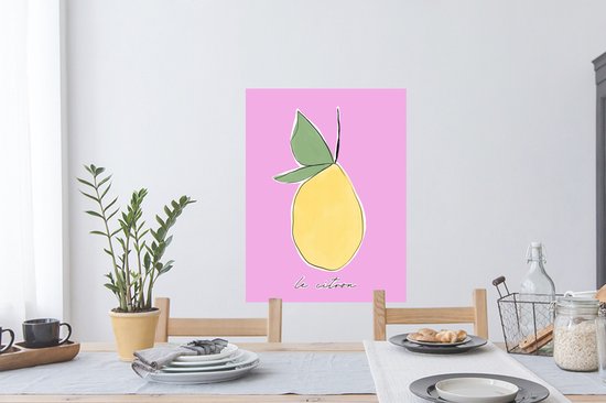 Muurstickers - Sticker Folie - Citroen - Fruit - Pastel - 60x80 cm - Plakfolie - Muurstickers Kinderkamer - Zelfklevend Behang - Zelfklevend behangpapier - Stickerfolie