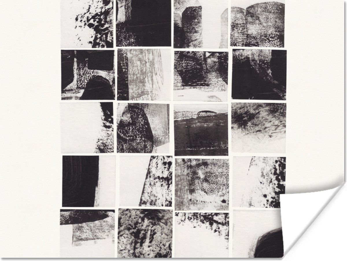 Poster Mozaïek - Abstract - Zwart - Wit - 40x30 cm