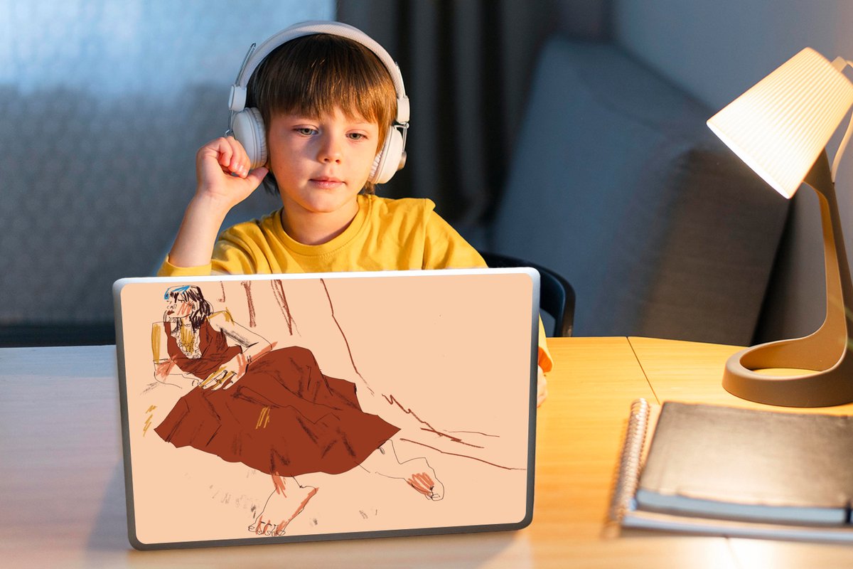 Laptop sticker - 11.6 inch - Vrouw - Abstract - Portret - Kunst - 30x21cm - Laptopstickers - Laptop skin - Cover