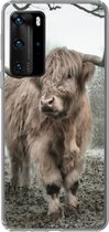 Geschikt voor Huawei P40 Pro hoesje - Schotse hooglander - Natuur - Herfst - Dieren - Wild - Bos - Siliconen Telefoonhoesje