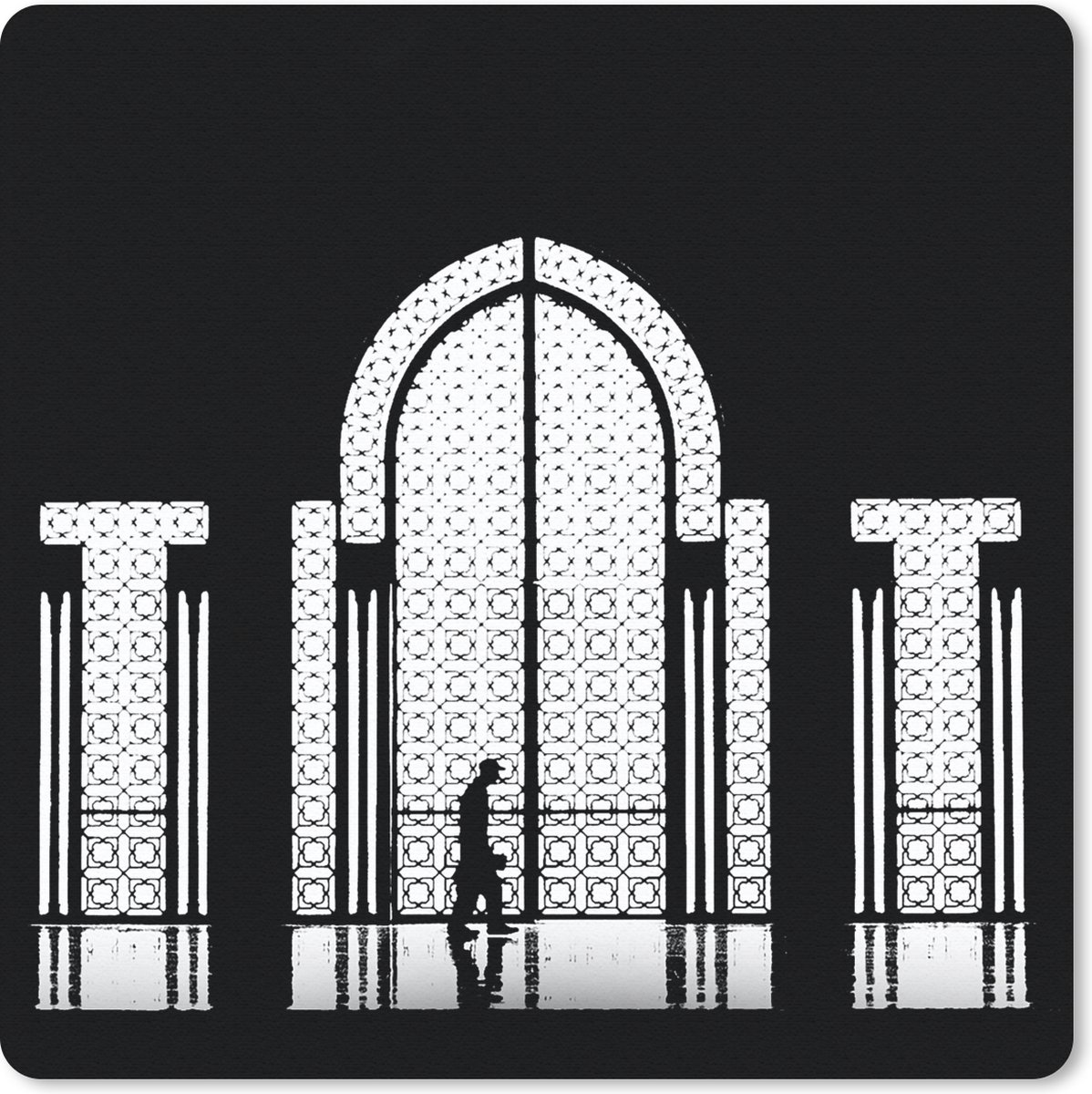 Muismat 20x20 cm - Mousepad Zwart - Wit - Raam - Man - Muismatten