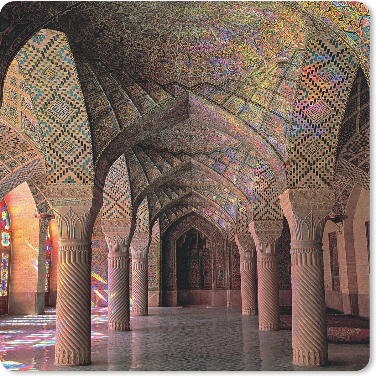 Muismat 30x30 cm - Mousepad Architectuur - Kleuren - Steen - Gebouw - Regenboog - Muismatten