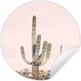 WallCircle - Muurstickers - Behangcirkel - Cactus - Groen - Natuur - Planten - 80x80 cm - Muurcirkel - Zelfklevend - Ronde Behangsticker