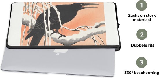 Housse pour ordinateur portable 13 pouces - Vintage - Corbeau - Vogel - Animaux - Branche - Housse pour ordinateur portable - Dimensions intérieures 32x22,5 cm