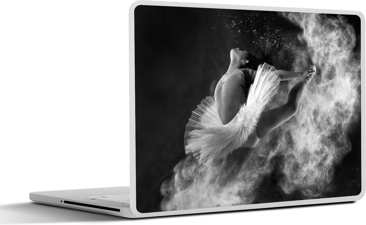 Laptop sticker - 15.6 inch - Dans - Ballerina - Expressie - Zwart wit - 36x27,5cm - Laptopstickers - Laptop skin - Cover