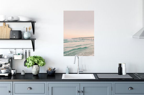 Poster Zee - Strand - Brug - Natuur - Zonsondergang - 60x90 cm