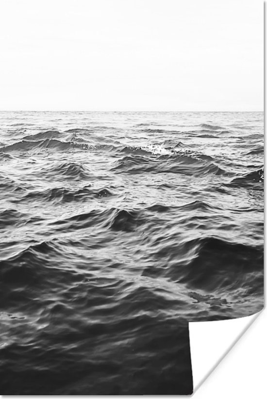 Poster Zee - Water - Natuur - Zwart wit - 20x30 cm