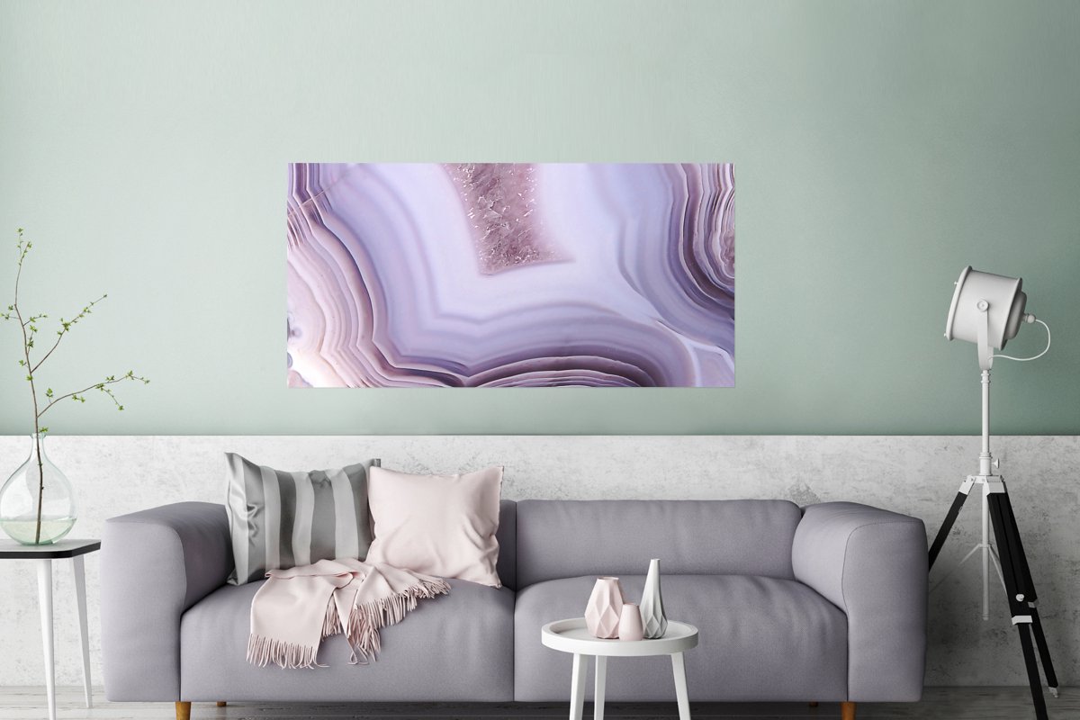 Poster Abstract - Geode - Roze - Edelsteen - 120x60 cm