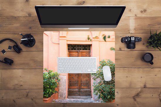 Tapis de souris XXL - Sous-main - Tapis de bureau - Bois - Porte - Pastel - Architecture - 60x60 cm - Tapis de souris XXL