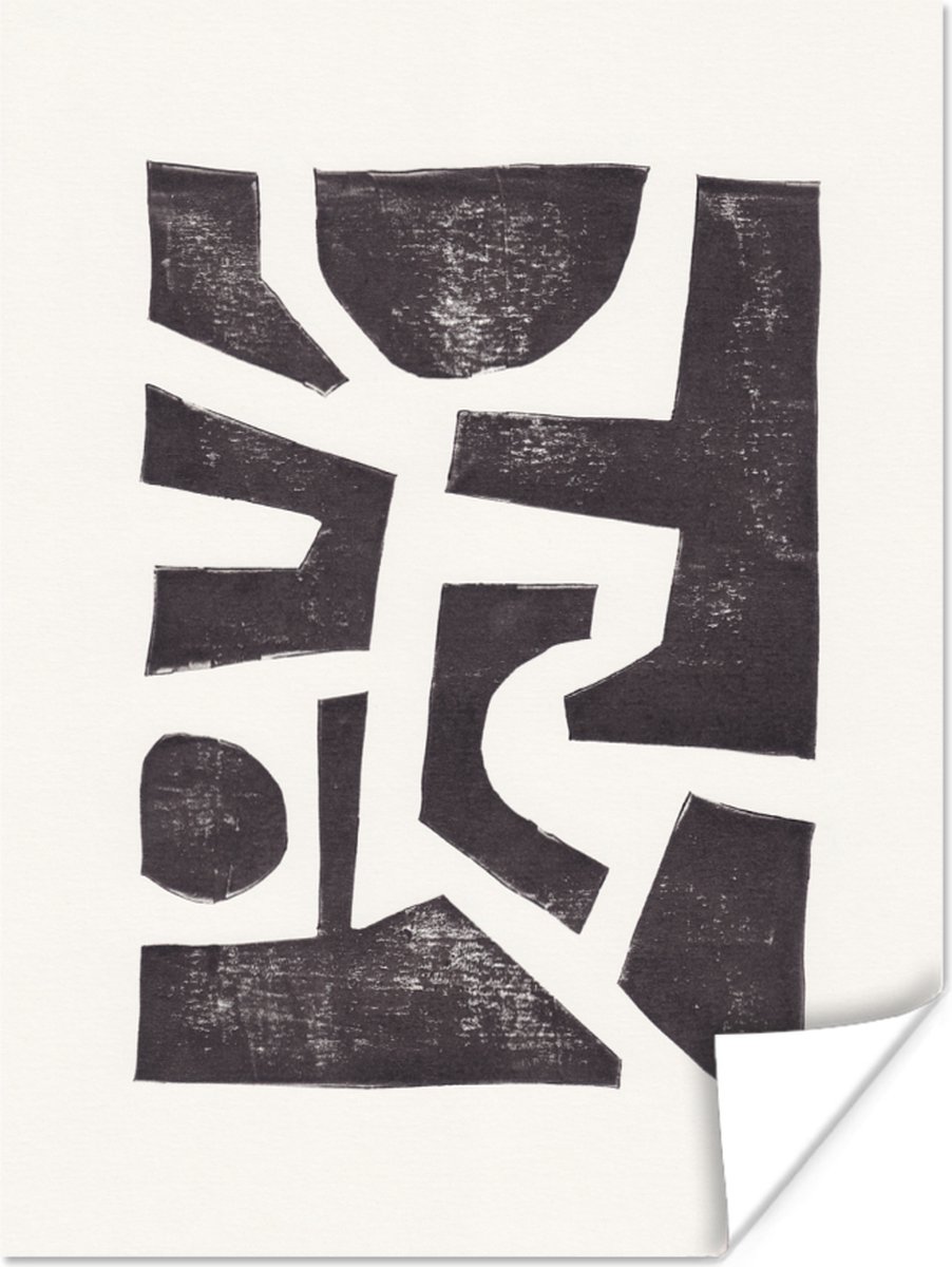 Poster Abstract - Zwart - Wit - Vormen - 60x80 cm