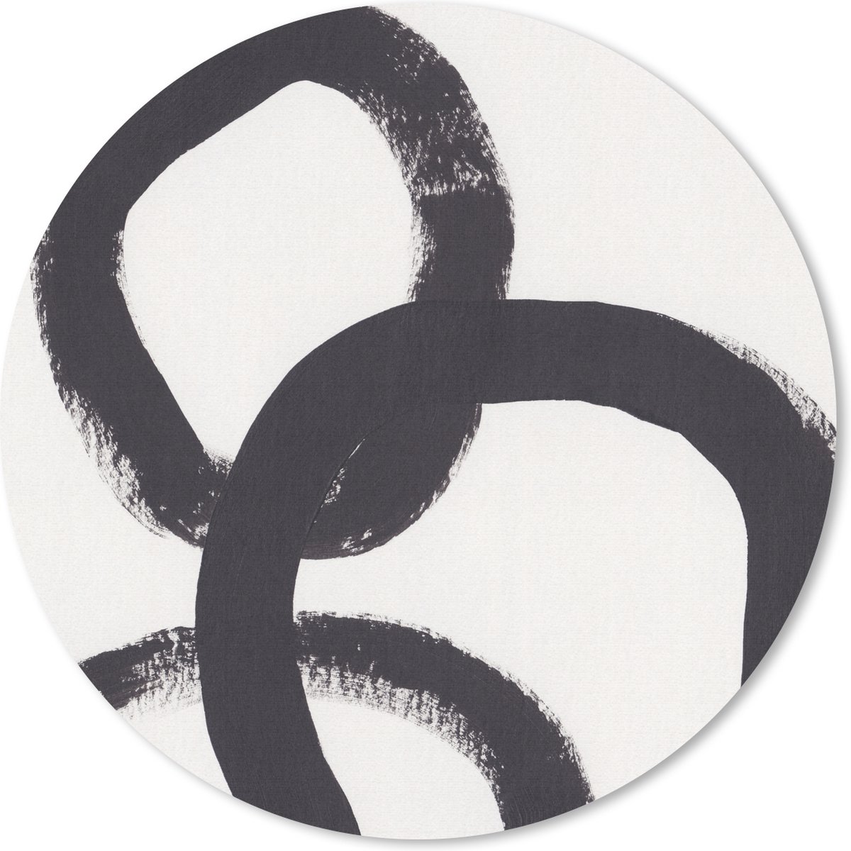Muismat rond 30x30 cm - Mousepad Abstract - Vormen - Zwart - Cirkels - Ronde muismatten