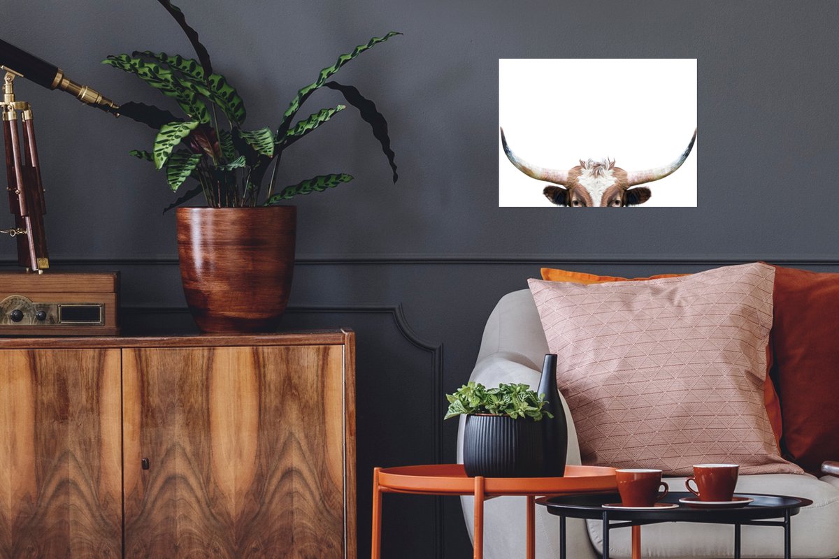 Poster Stier - Dieren - Hoorns - Natuur - 40x30 cm