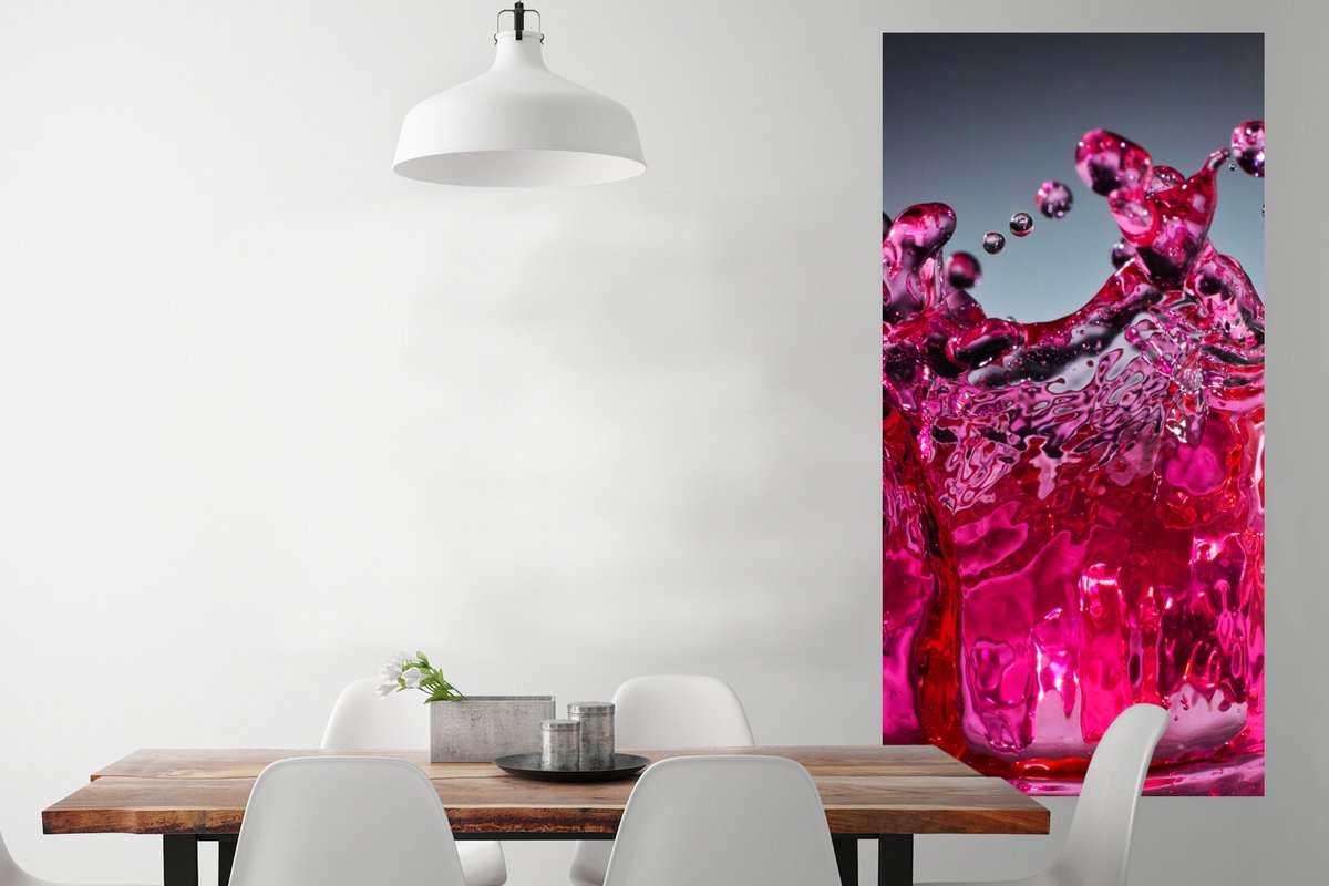 Poster Water - Abstract - Roze - Druppels - 75x150 cm