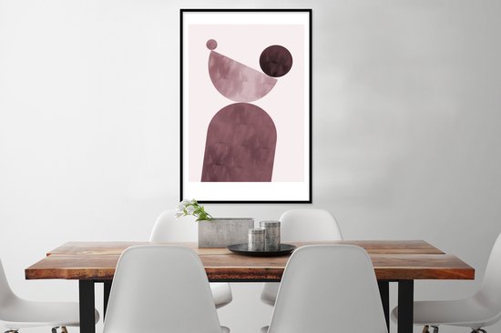 Cadre photo avec affiche - Formes - Abstrait - Pastel - Rose - 80x120 cm - Cadre pour affiche