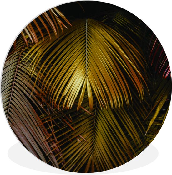 WallCircle - Cercle mural ⌀ 120 - Jungle - Palmier - Or - Tableaux ronds salon - Plaque murale ronde - Cercle Décoration murale - Décoration chambre intérieur - Décoration murale - Accessoires de maison XXL