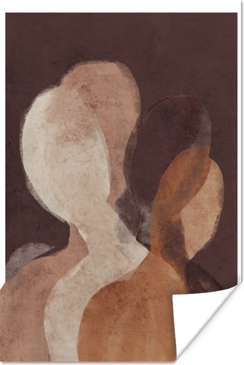 Poster Mensen - Abstract - Bruin - Kunst - 20x30 cm
