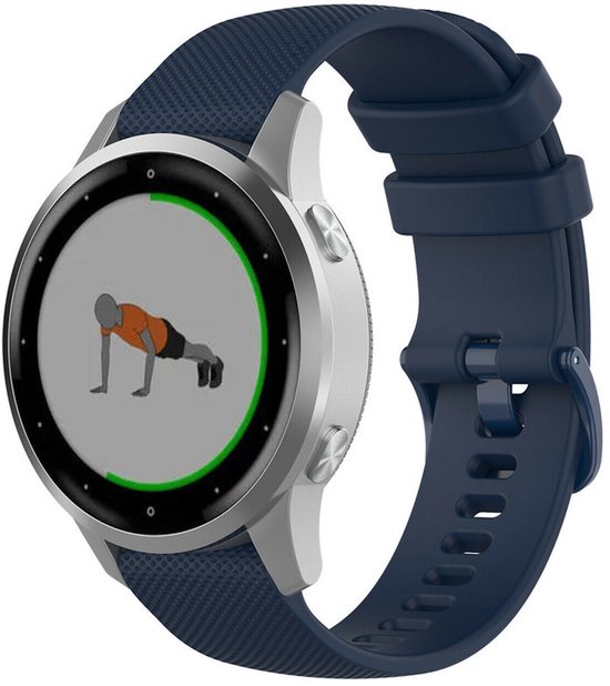 Bracelets pour montres connectées - Lot de 2 - Bracelet en Siliconen - Bleu foncé - Grijs - Bracelet 18 mm - Lot de 2 - Convient pour Vivoactive 4s / Garmin Venu 2s / Garmin Vivomove 3s