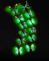 Lot de 12 autocollants muraux 3D papillons bleus phosphorescents