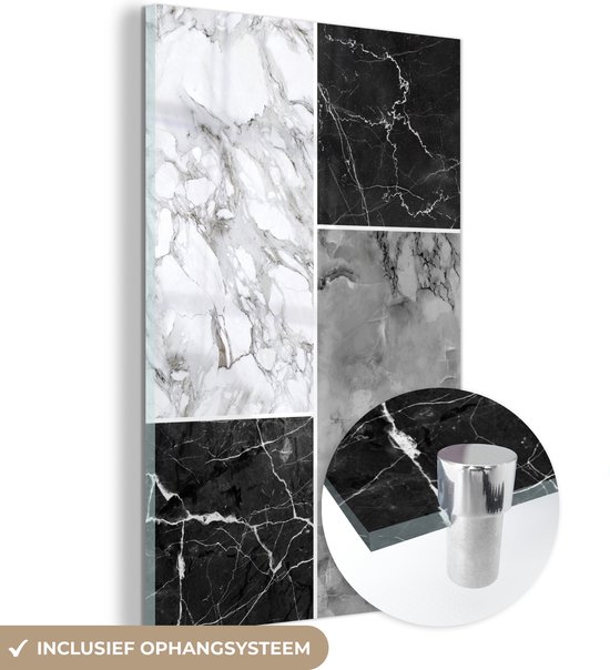 MuchoWow® Peinture sur verre 80x120 cm - Peinture sur verre acrylique - Marbre - Structure - Chic - Photo sur verre - Peintures