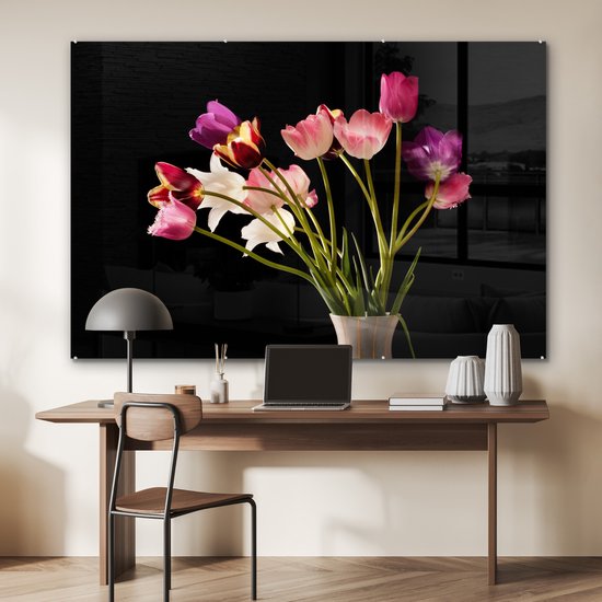 MuchoWow® Peinture sur Verre - Tulipes - Nature Morte - Fleurs - 150x100 cm - Peintures sur Verre Peintures - Photo sur Glas