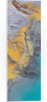 PVC Schuimplaat - Abstract Bruin, Geel en Blauwe Vlekken - 20x60 cm Foto op PVC Schuimplaat (Met Ophangsysteem)