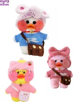 Happy Trendz® Paper Duck - Cute Eend - Duck 3 Knuffels - Schattige Eend - Cafe Mimi - Set van 3 Paperduck Knuffels Roze en Wit en Geel inclusief 3 Setjes * Super Cadeau -