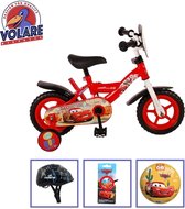 Volare Kinderfiets Disney Cars - 10 inch - Doortrapper - Inclusief fietshelm en accessoires