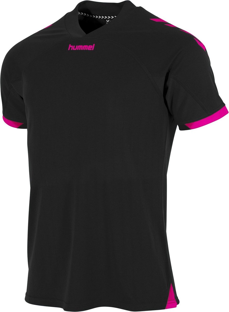 Hummel Fyn Shirt Korte Mouw Heren - Zwart / Magenta | Maat: S