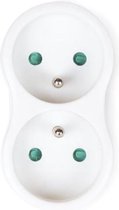 Perel Verdeelstekker, 2 stopcontacten met penaarde (type E), polypropyleen, gebruik binnenshuis, wit