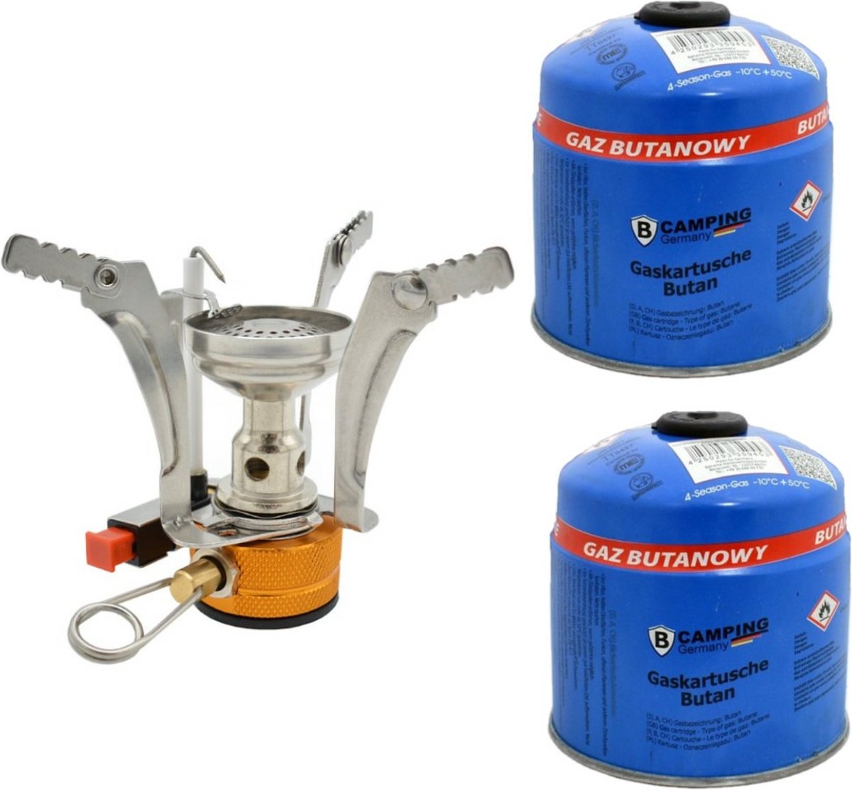 Opvouwbaar mini-campingkooktoestel/kookpit - zilver - incl. 2x gas navulling 500 gram