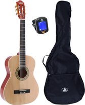 LaPaz 002 NT klassieke gitaar 3/4-formaat naturel + gigbag + stemapparaat