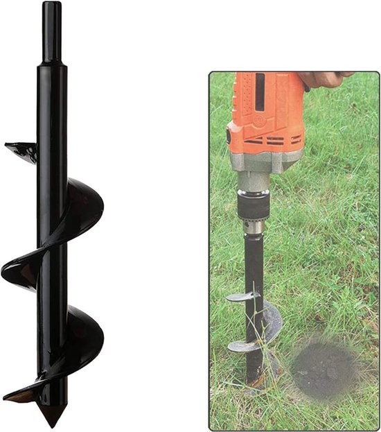 grondboor voor boor, 8x41 cm tuinboor, voor 3/8-inch zeskantbits, paalboor, paalgatboor, gatboorbevestigingen voor het graven van gaten voor tuinpalen en hekken | NL