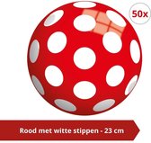 Ballon - Value pack - Rouge à pois blancs - 23 cm - 50 pièces